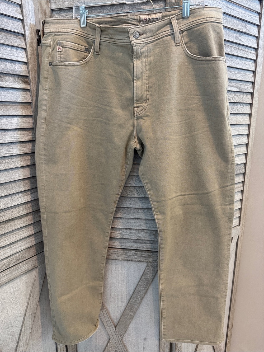 164.AG Adriano Goldschmied Men's Slim Straight Jeans in Khaki pre owned